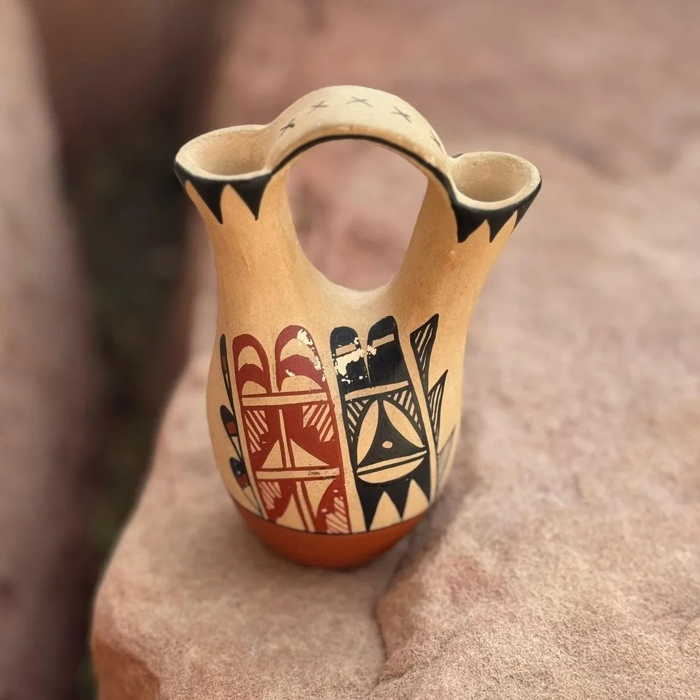 Pueblo Pottery Wedding Vase Native American Acoma Handmade Jemez Southwest BOHO